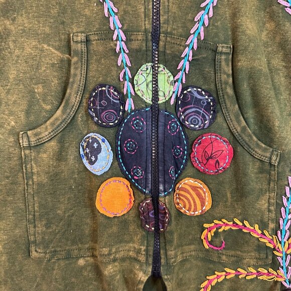 Rising International W Size XL Zip Tunic Hoodie Jacket Boho Hippie Ren Fair Art - Picture 9 of 13
